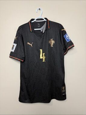 Puma Men's Black and Gold Portugal Soccer Jersey size XL